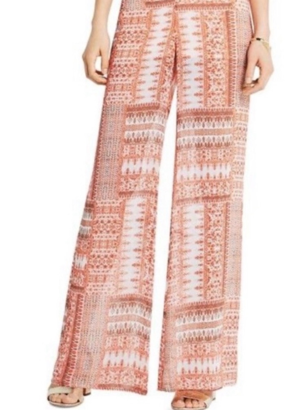 BCBGeneration Peach-Tone Printed Wide-Leg Pants